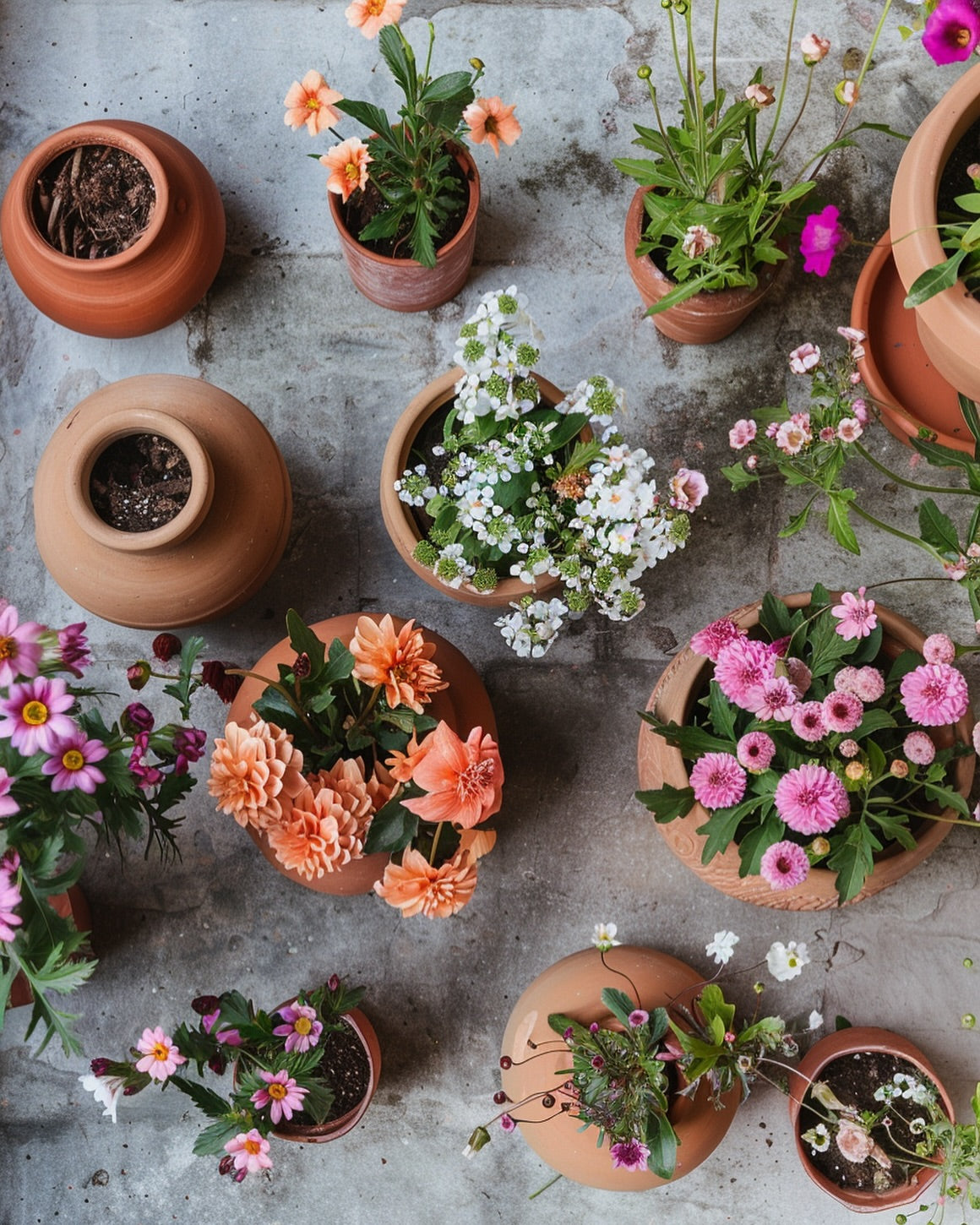 image of potted flowers from gardening